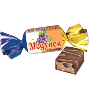 Chocolate Candy "Medunok" with Raisins, Slavyanka, 0.5 lb / 0.22 kg