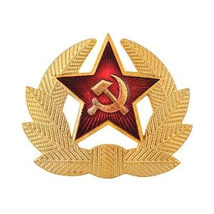 Coat of Arms of USSR (kokarda) Red Five-Pointed Star Emblem with Hammer and Sickle, 2"