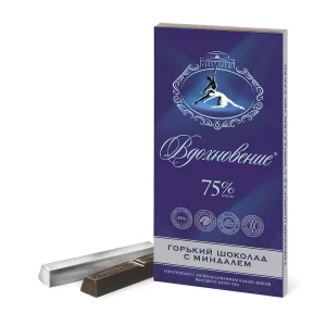 Vdohnovenie "Elite" Dark Chocolate 75% with Almond, 3.52 oz / 100 g