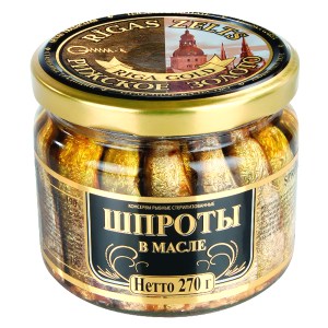 Smoked Sprats in Oil Riga Gold (Glass Jar), 8.82 oz / 250 g