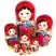 Red Wooden Matryoshka Doll (10 pcs), Hand-painted, 10.5 inches