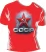 Red Unisex T-shirt, Fluorescent USSR Emblem, size 56 (XXL)