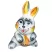 Ceramic Figurine Gzhel Colorful Easter Playful Bunny 4.13