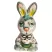 Ceramic Figurine Gzhel Colorful Easter Bunny Lucky 3.54