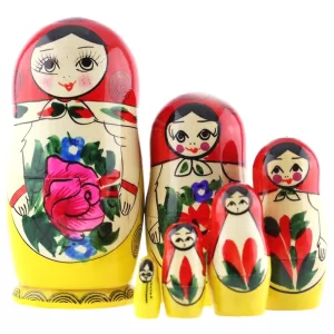 Russian Traditional Semyonovskaya Nesting Doll (Matryoshka), 6 Pcs, Height - 5.8"