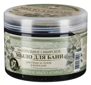 Natural Siberian Bath Black Soap for Body and Hair, 16.9 oz/ 500 Ml