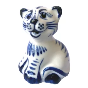 Gzhel Porcelain Figurine Symbol 2022 Baby Tiger 1.77'' Tiny Russian Souvenir 