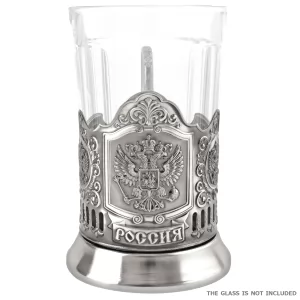Nickel-Plated Tea Glass Holder "Coat of Arms of Russia"