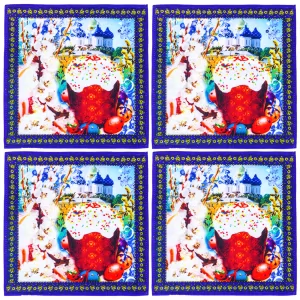 Kitchen Easter Blue Tea Napkin Set of 4, 12х12"