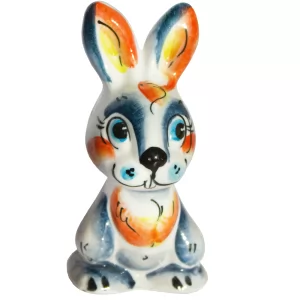 Ceramic Figurine Gzhel Symbol 2023 Colorful Kostik Bunny 4.13"