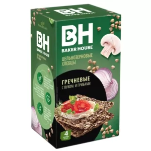Whole Grain Crisp Buckwheat Bread "Scandinavian" w/ Onions & Mushrooms, Baker House, 180g/ 6.35oz