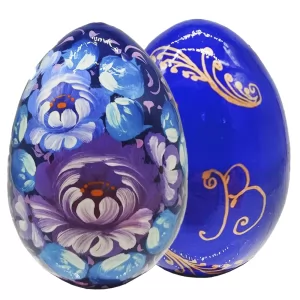 Decorative Wooden Easter Egg Zhostovskaya Painting, 1 piece