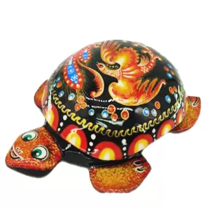 Designer Jewelry Box "Palekh Turtle Fire Bird" 11*8*3 cm