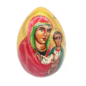 Wooden Egg Image of the Kazan Mother of God  4"