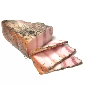 Hot Smoked (Cooked) Pork Fat Salo with Garlic and Black Pepper, 1 lb