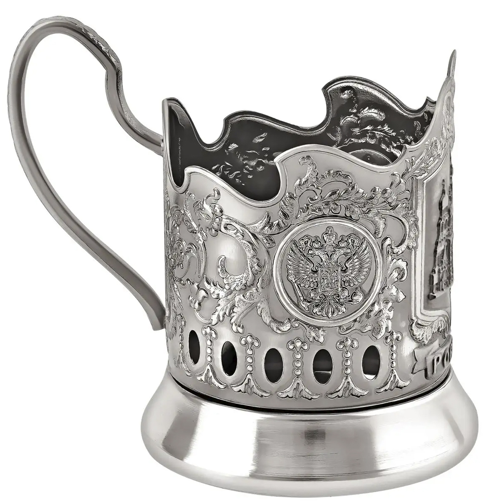 Nickel-Plated Blackened Glass Holder With Crystal Glass 250 ml “Church of the Savior on Spilled Blood,” Kolchugino Melchior