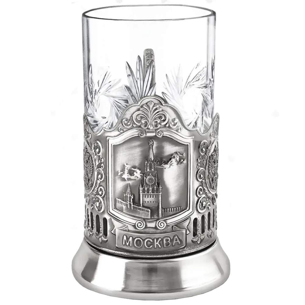 Nickel-Plated Blackened Glass Holder With Crystal Glass 250 ml “Spasskaya Tower” Kolchugino Melchior