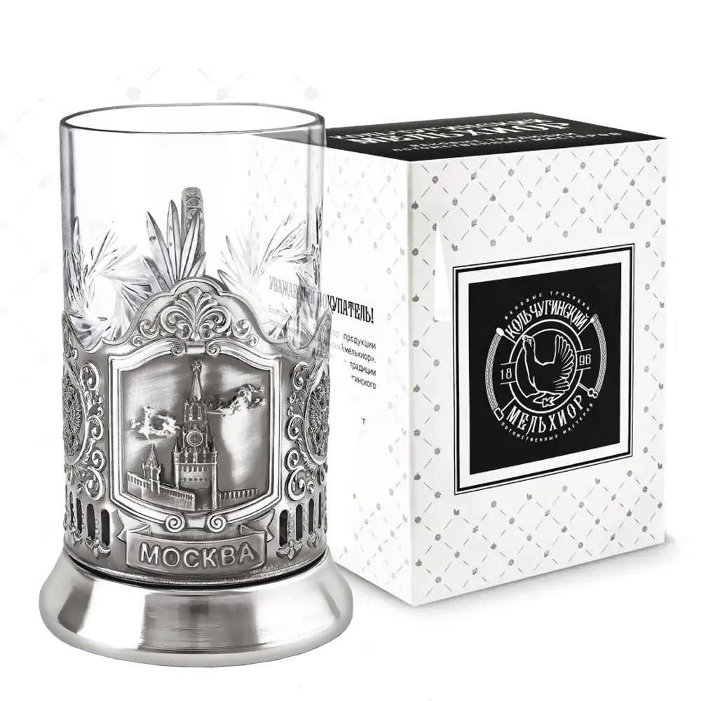Nickel-Plated Blackened Glass Holder With Crystal Glass 250 ml “Spasskaya Tower” Kolchugino Melchior