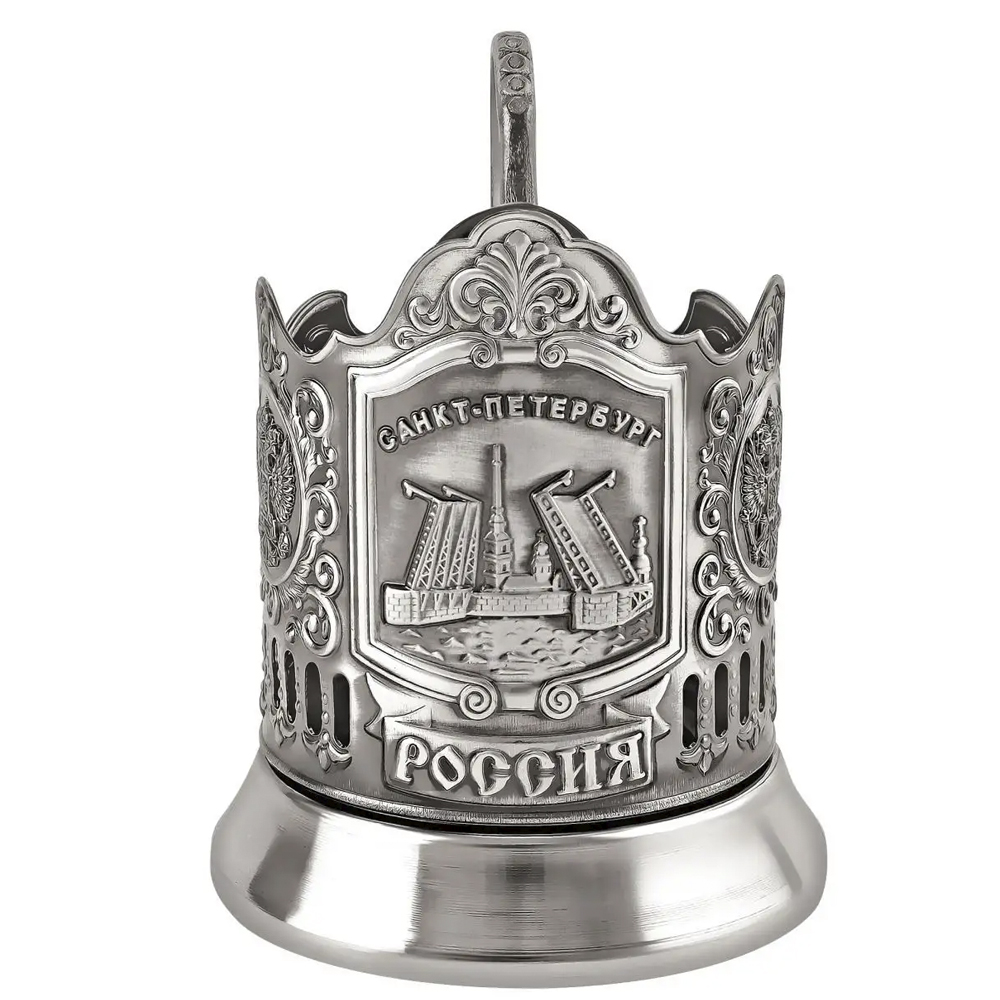 Nickel-Plated Blackened Glass Holder With Crystal Glass 250 ml “Drawbridges” Kolchugino Melchior
