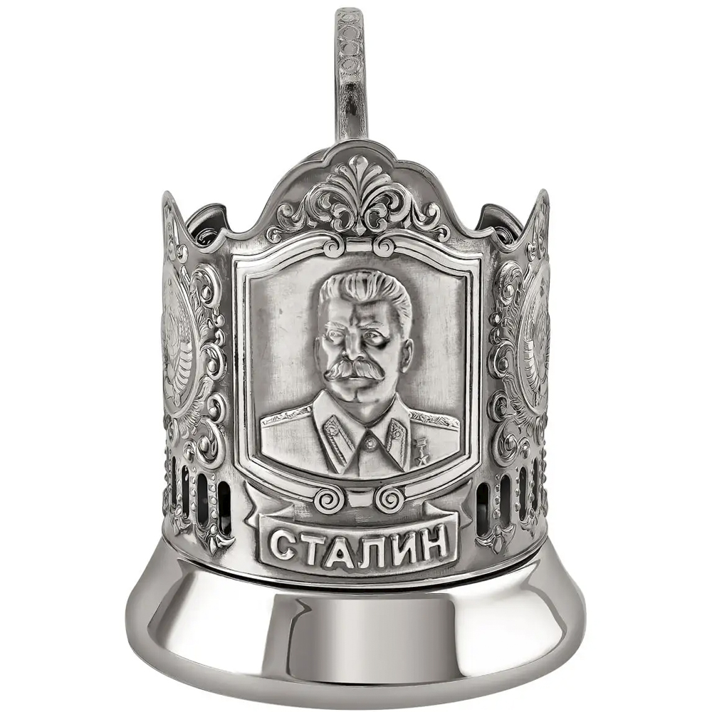 Nickel-Plated Tea Glass Holder With Blackened Finish “Stalin” 