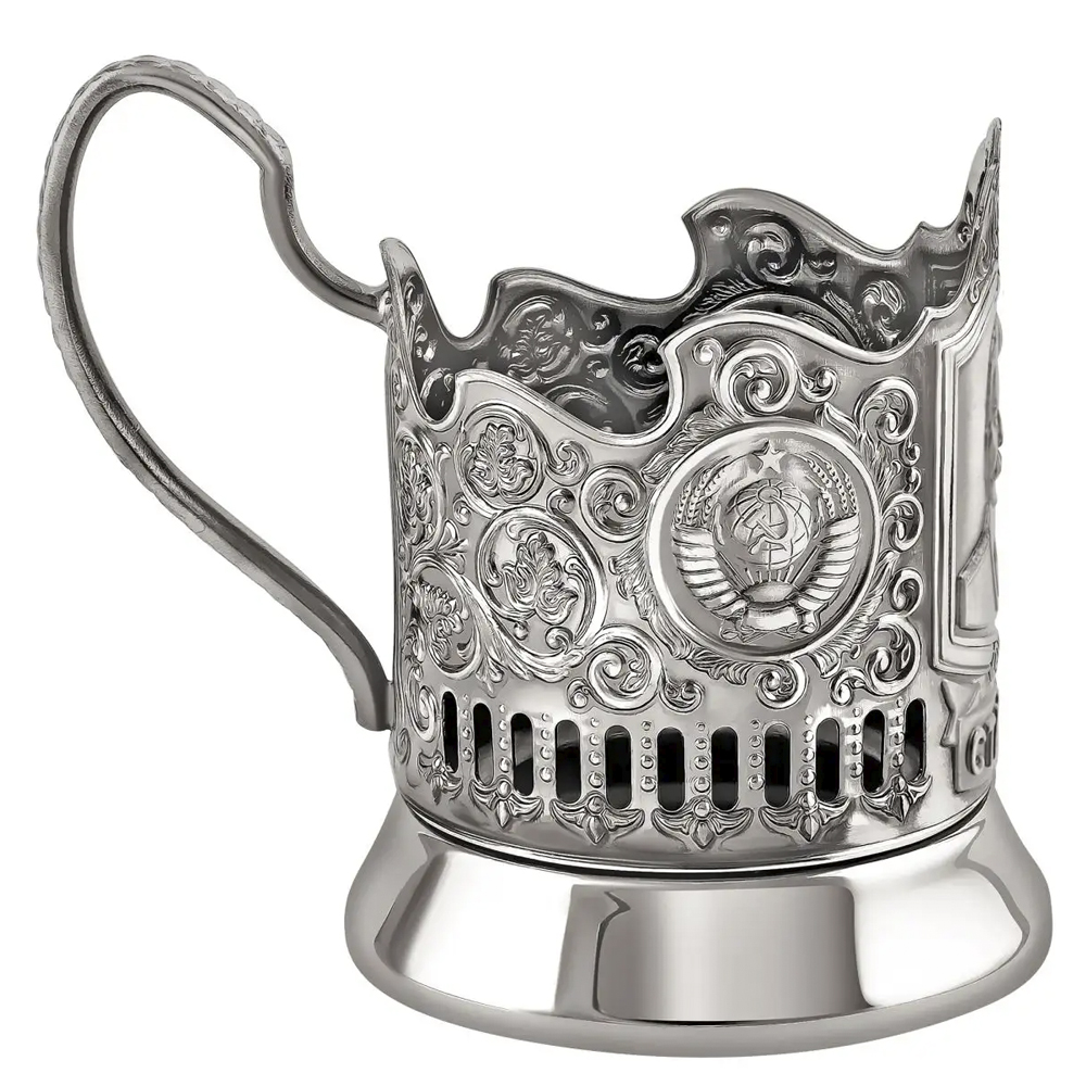 Nickel-Plated Tea Glass Holder With Blackened Finish “Stalin” 