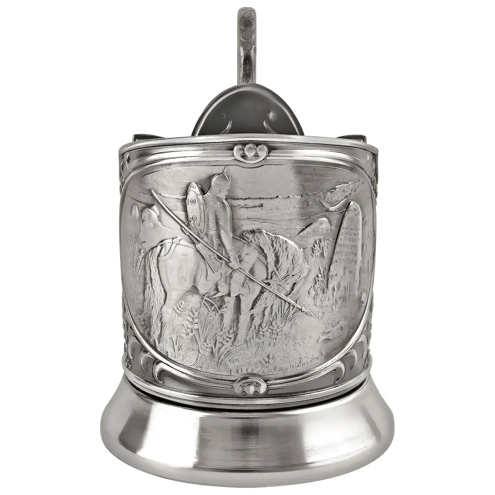 Nickel-Plated Blackened Glass Holder With Crystal Glass 250 ml “Knight at the Crossroads” Kolchugino Melchior