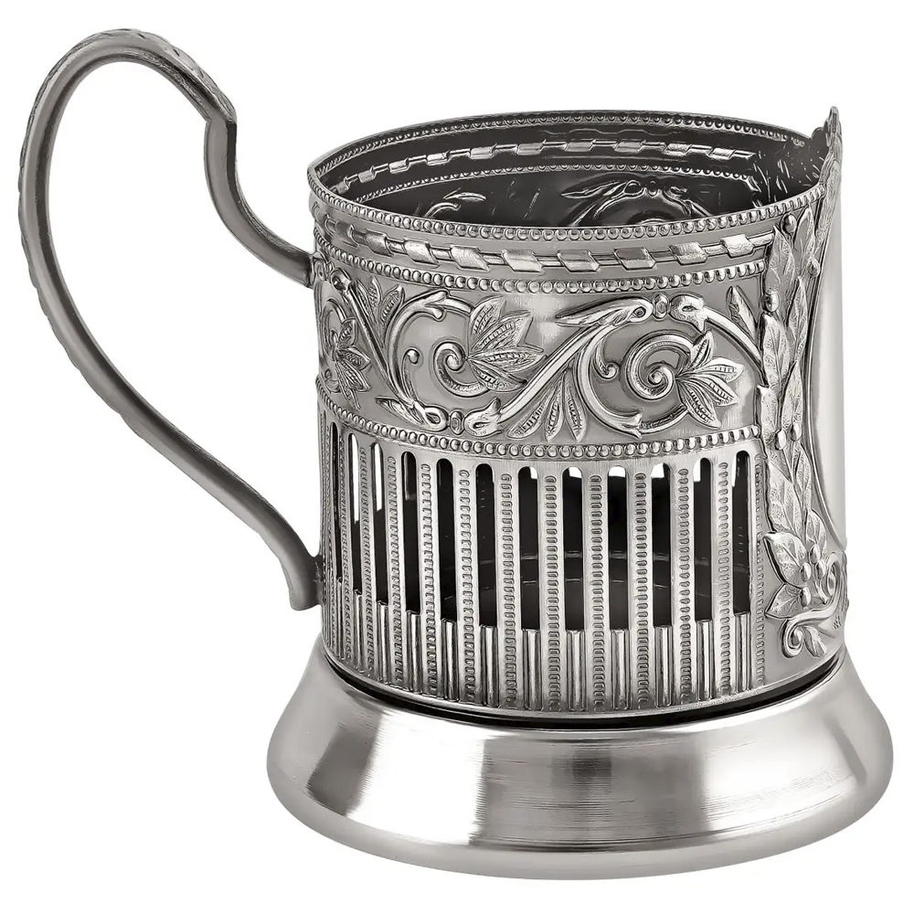 Nickel-Plated Tea Glass Holder With Blackened Finish “Coat Of Arms Of The USSR”