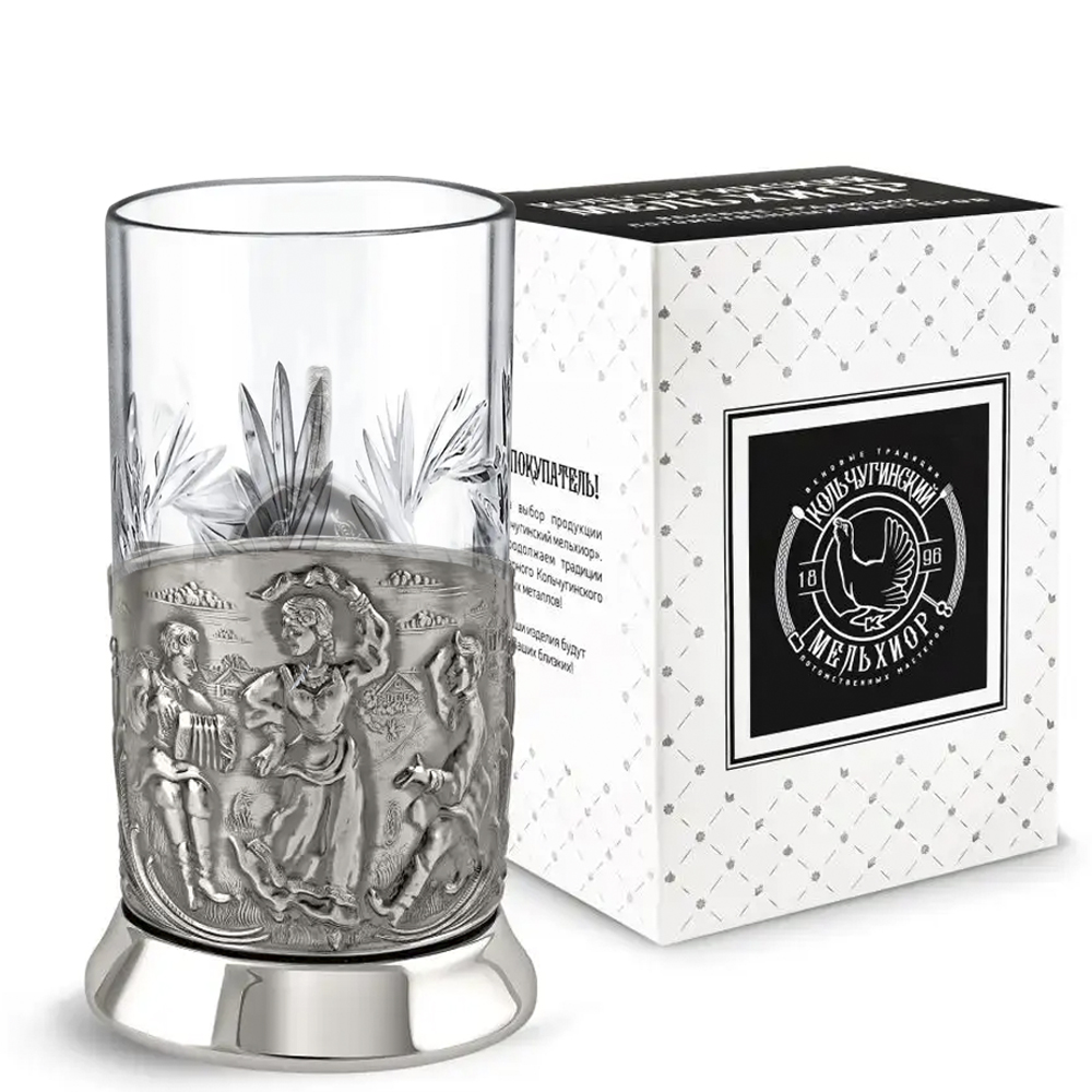 Nickel-Plated Blackened Glass-Holder with Crystal Glass 250 ml “Russian Dances” Kolchugino Melchior