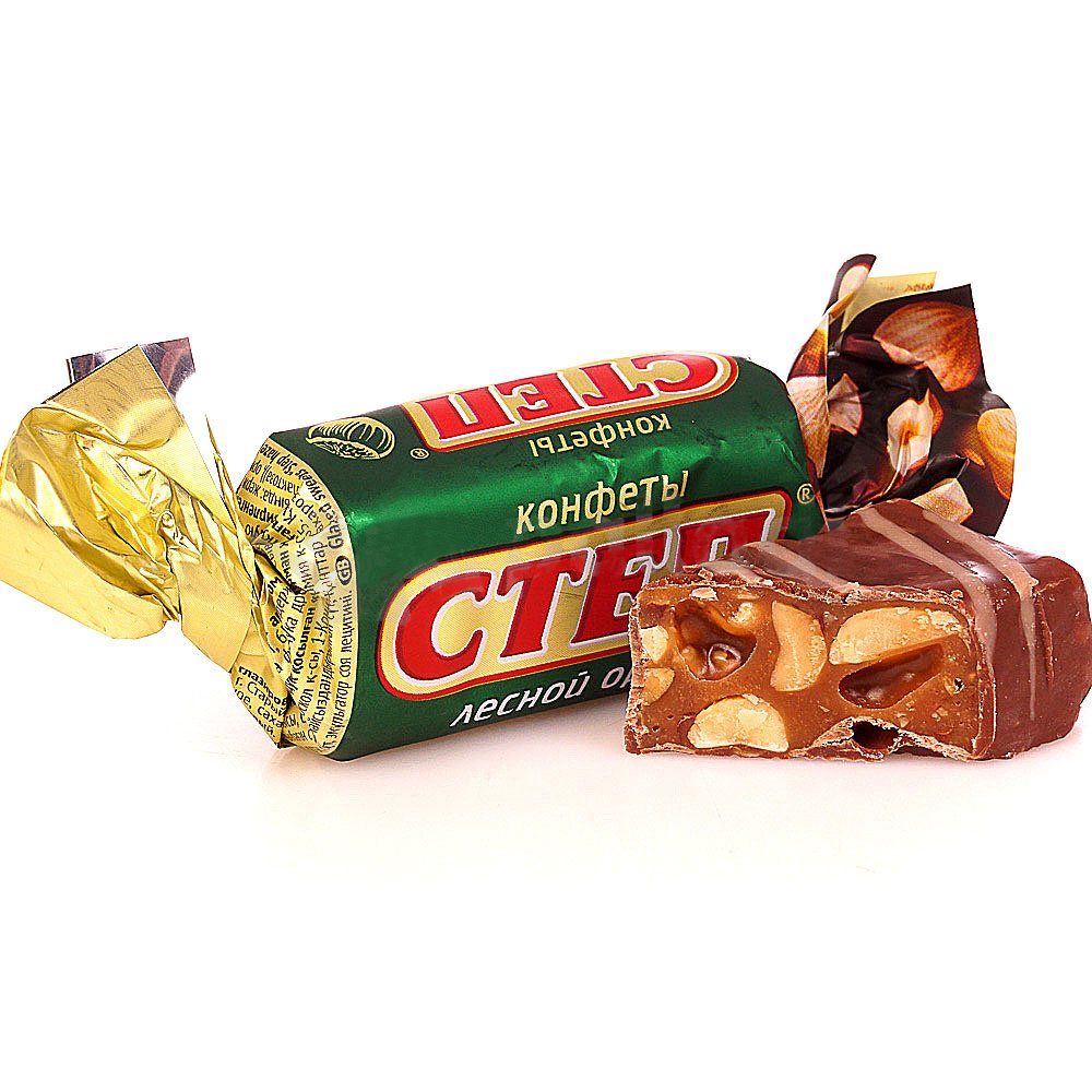 Chocolate Candies with Hazelnuts, Step (Green), Slavyanka, 1 kg/ 2.2 lb