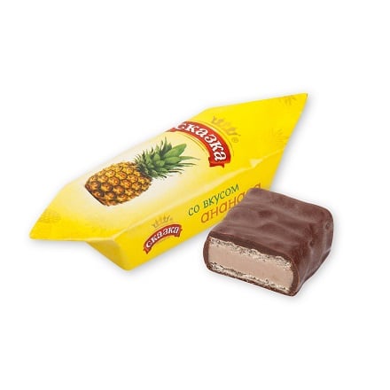 Pineapple-Flavored Chocolate Candy, Skazka, Penza Confectionery Factory, 1 kg / 2.2 lb