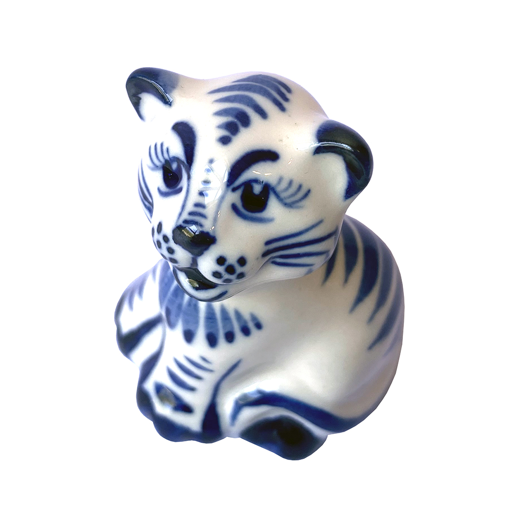 Porcelain Figurine Symbol 2022, Tiger Stripe, Gzhel 2.17''