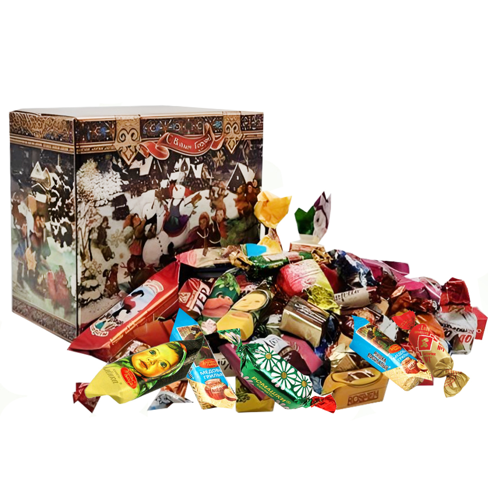 Russian Traditional Christmas & New Year's Candy Gift Set "At the Skating Rink", 1 kg