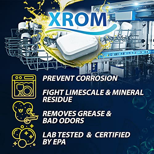 XROM High Efficiency Natural Dishwasher Cleaner 3 in 1 Formula, Removes Odors, 6 Tablets, 120g/ 4.2oz 