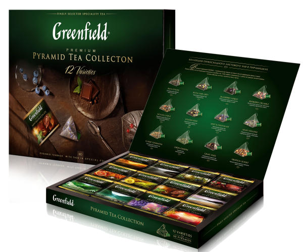 Greenfield Pyramid Tea Collection 12 Varietals 60 Bags, Gift Box 110g / 3,88oz