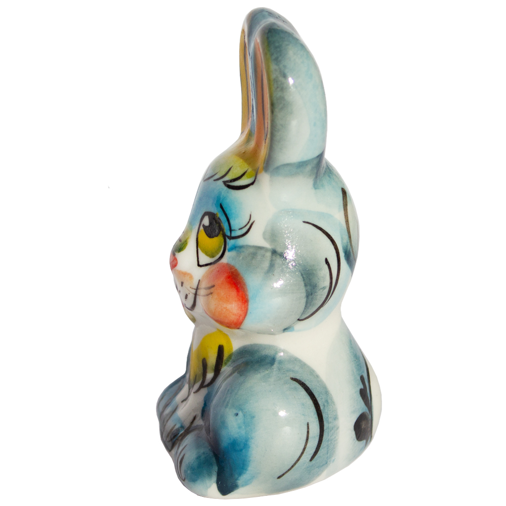 Ceramic Figurine Gzhel Symbol 2023 Colorful Bunny Chucky 3.54