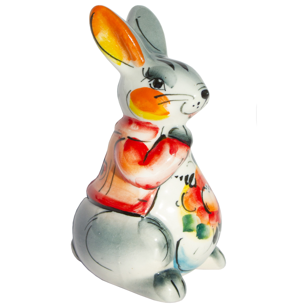 Ceramic Figurine Gzhel Symbol 2023 Colorful Lord Bunny 5.12