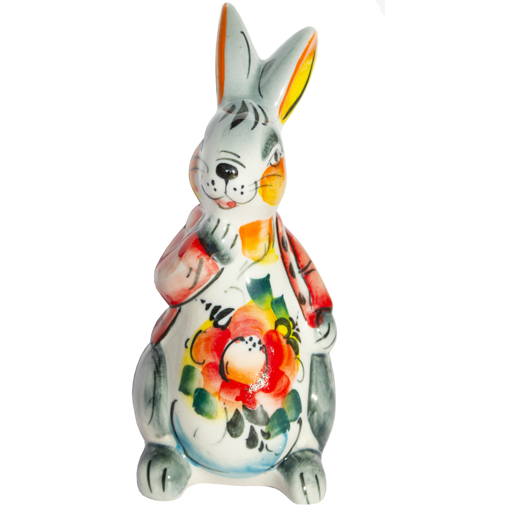 Ceramic Figurine Gzhel Symbol 2023 Colorful Lord Bunny 5.12