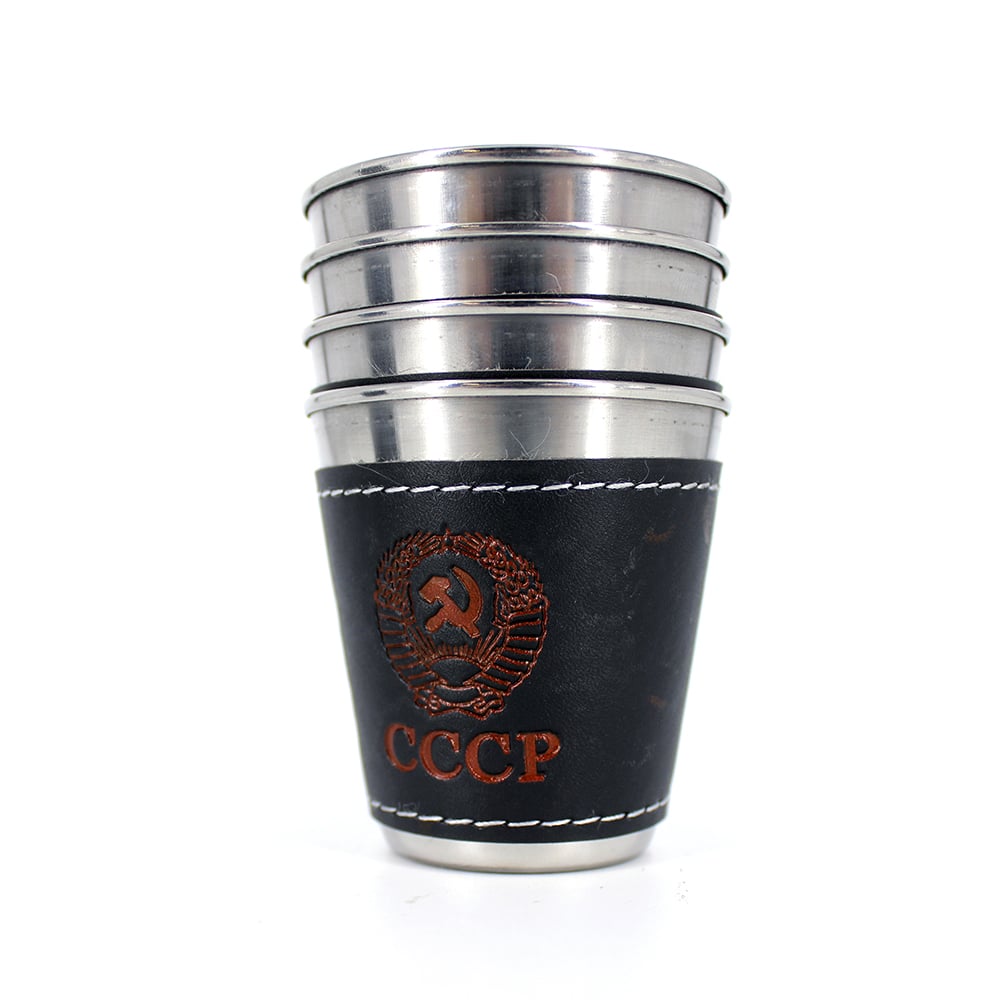 Stainless Steel Shot Cups Soviet Symbols 4 items in Сase, 30ml