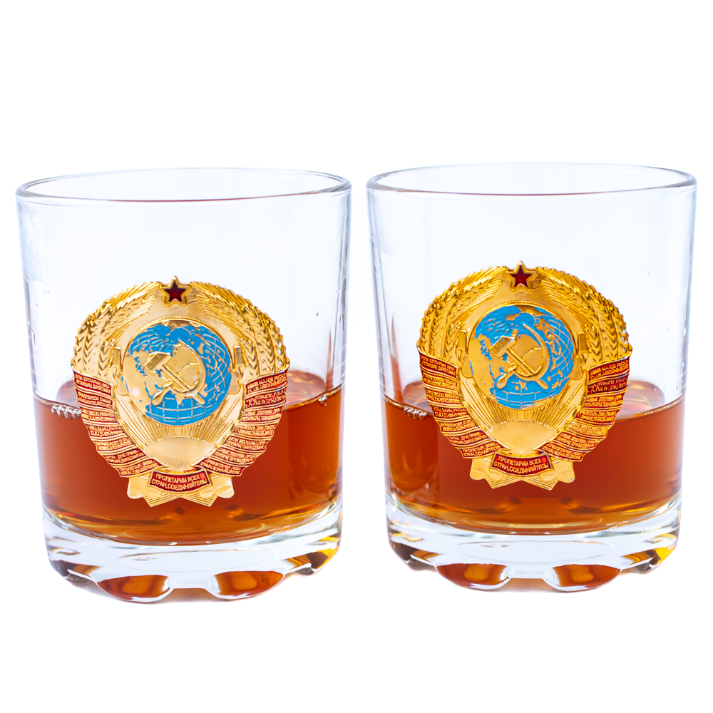 Set of Glasses with a Metal Badge 