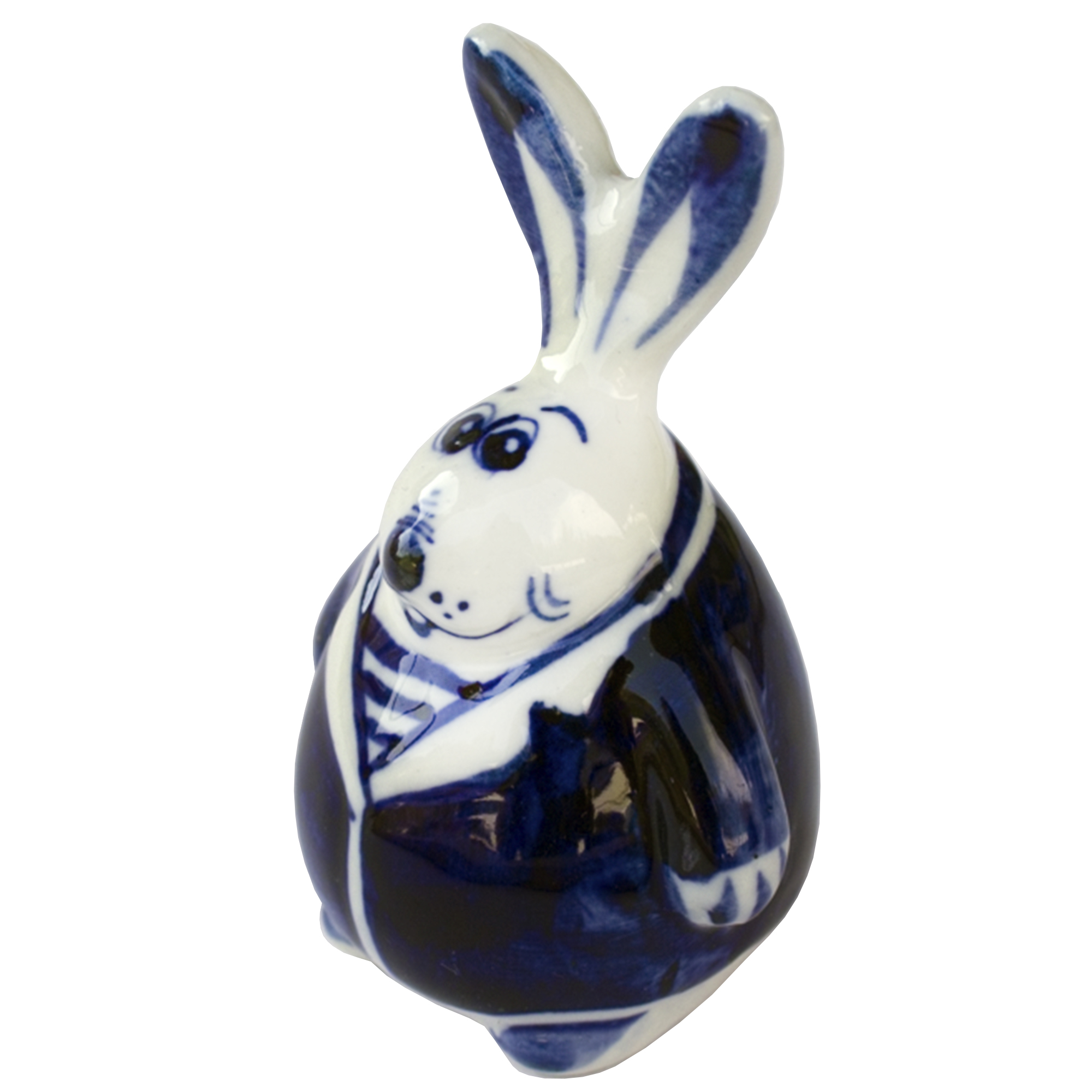 Ceramic Figurine Gzhel Symbol 2023 Rabbit Diplomat, 2.9