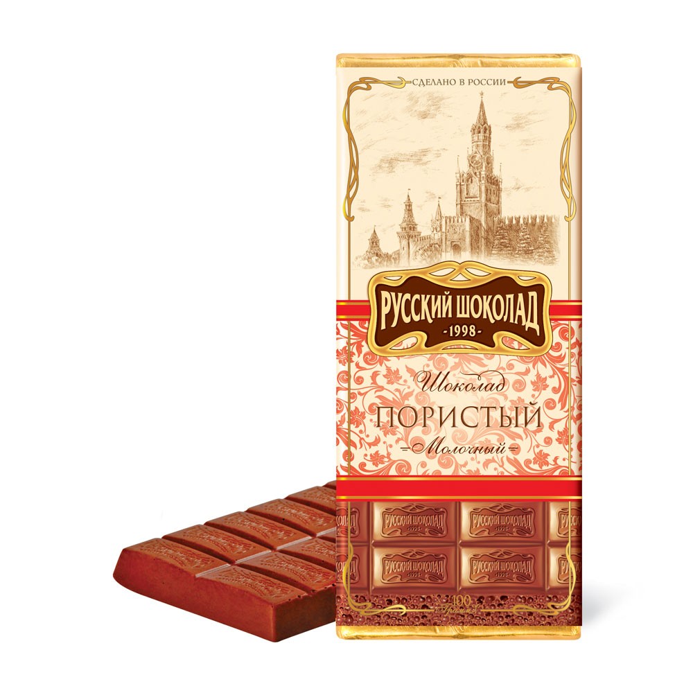 Russian Aerated Milk Chocolate, 3.52 oz / 100 g