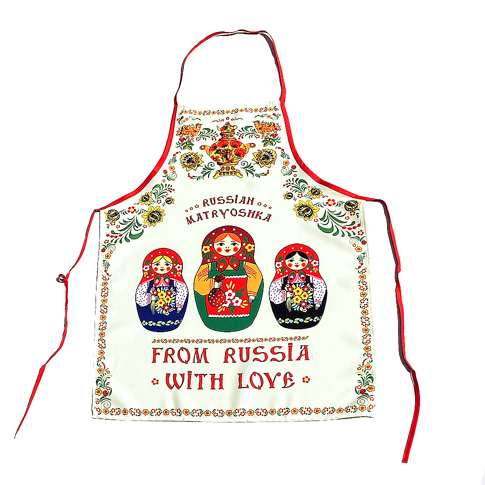 Russian Souvenir Kitchen Apron, Matryoshka Dolls 