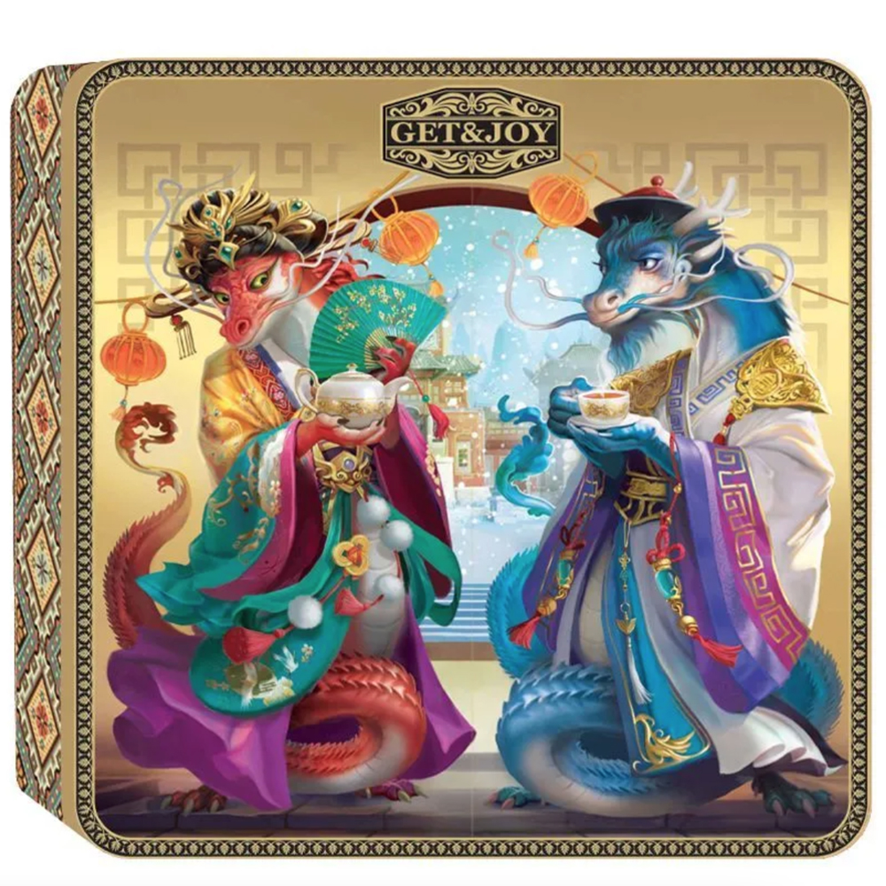 Chinese Black Tea Dian Hong Tin Box Symbol of the Year - A Pair of Dragons, Get&Joy, 100g/ 3.53 oz