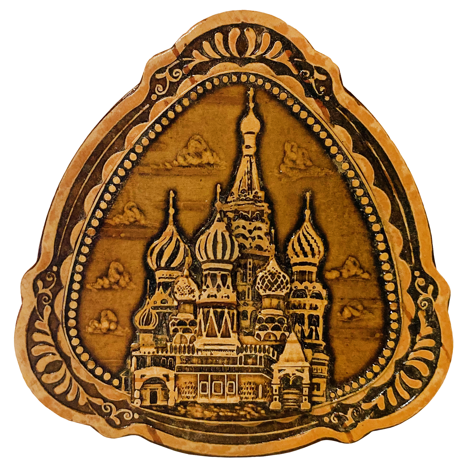 Birch Bark Jewelry Box Moscow Cathedral of St. Basil the Blessed triangular 