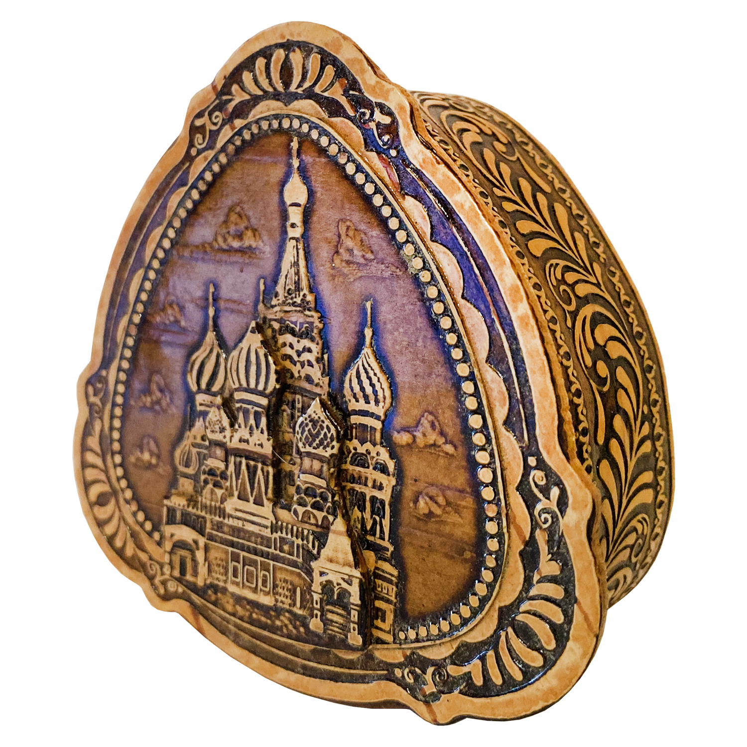 Birch Bark Jewelry Box Moscow Cathedral of St. Basil the Blessed triangular 