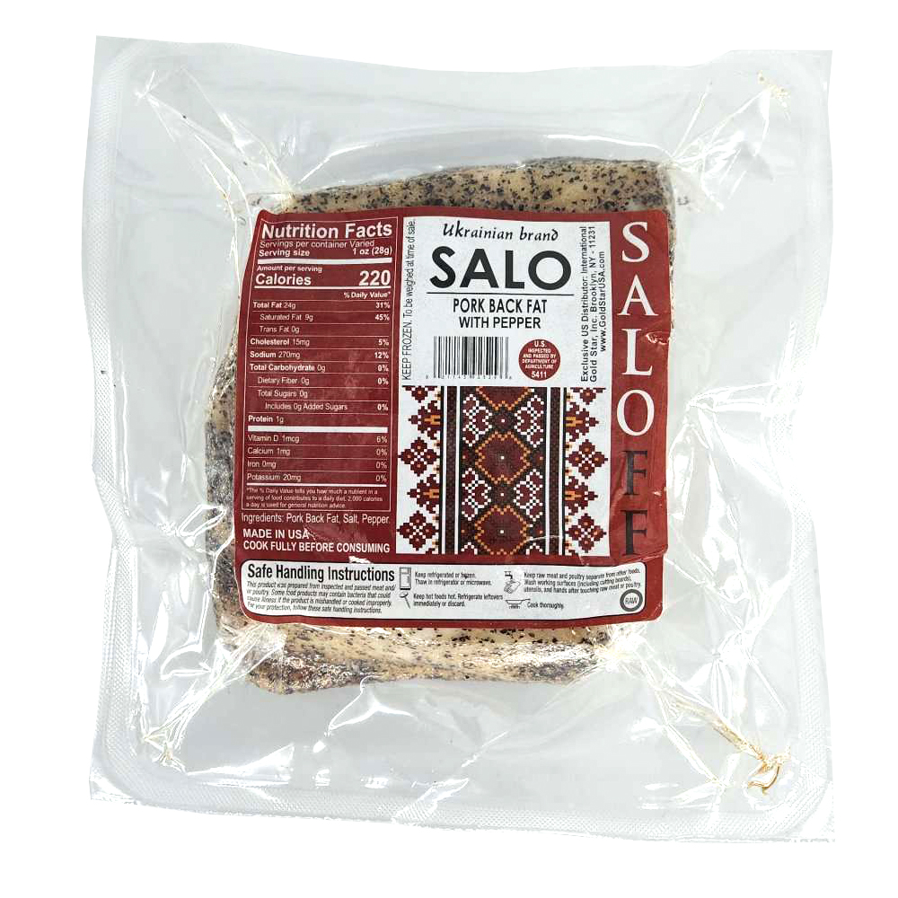 Salted Salo Pork Back Fat with Pepper, SALOFF, 680g / 23.99oz 