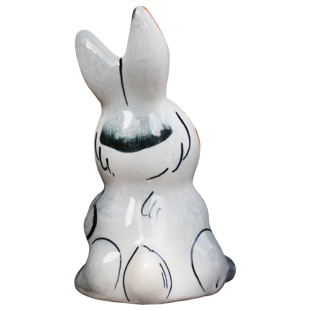 Ceramic Figurine Gzhel Symbol 2023 Colorful Playful Bunny 4.13
