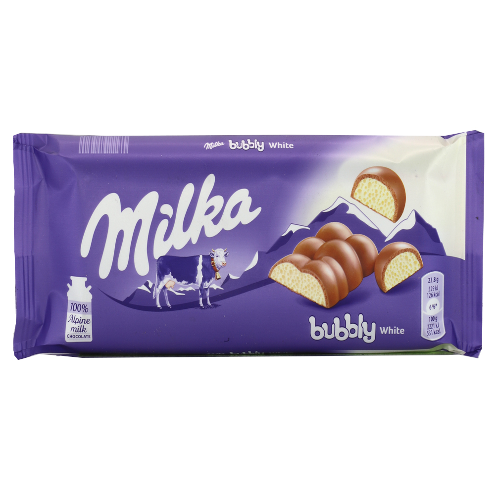 Milk Chocolate with White Aerated Chocolate Filling Milka Bubbly, 95g / 3.35 oz