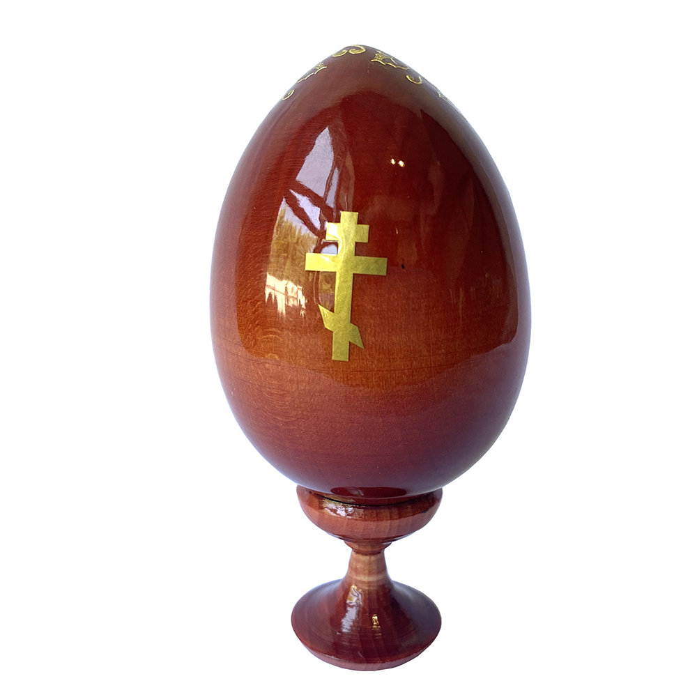 Russian Souvenir Wooden Egg Icon Mother Of God Unfading Flower Egg height 2.75