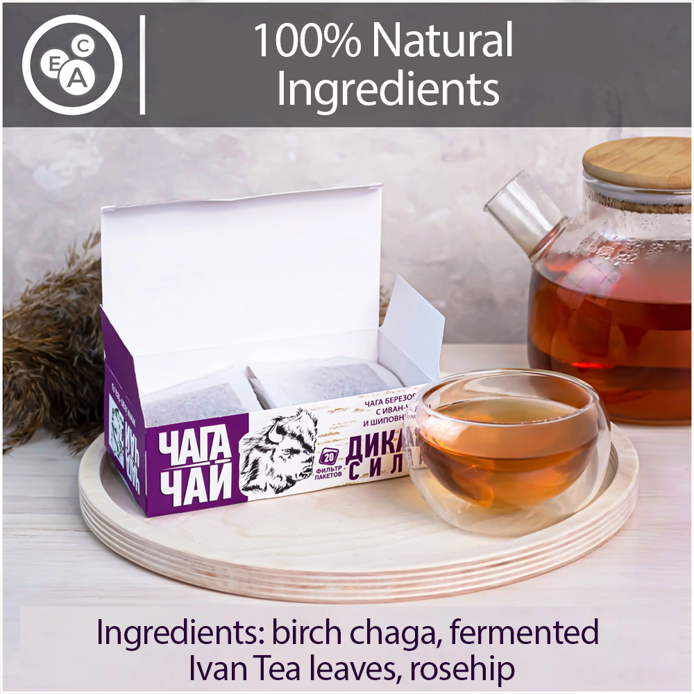 Pack 4 Chaga-Tea with Fermented Fireweeds & Rosehip 